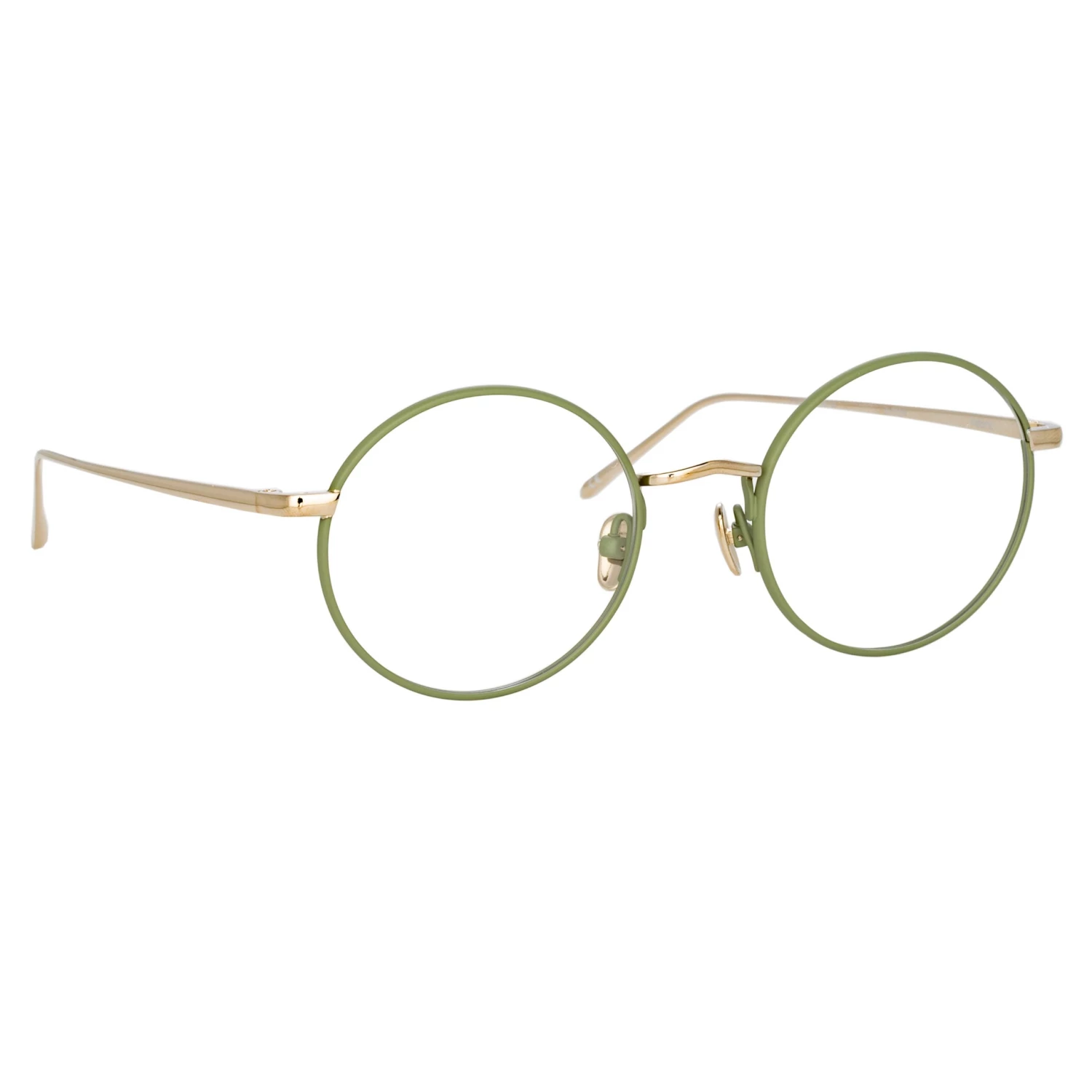 LINDA FARROW (U.K.) Adams Oval Optical Frame In Light Gold And Khaki Women's 3 LINDA FARROW (U.K.) Adams Oval Optical Frame In Light Gold And Khaki Women's