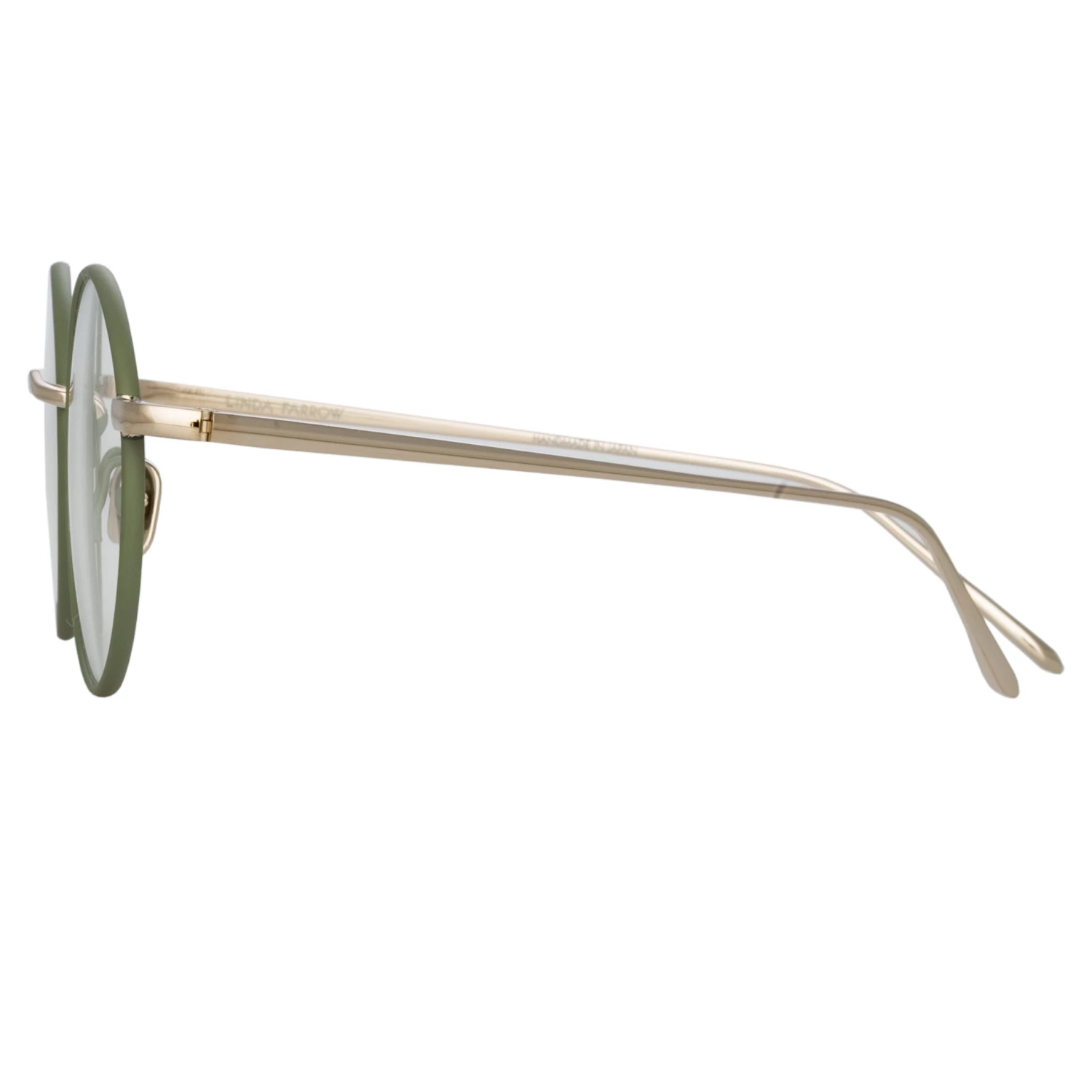 LINDA FARROW (U.K.) Adams Oval Optical Frame In Light Gold And Khaki Women's 5 LINDA FARROW (U.K.) Adams Oval Optical Frame In Light Gold And Khaki Women's