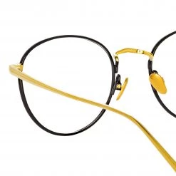 LINDA FARROW UK The Harrison | Oval Optical Frame In Black And Yellow Gold Women's