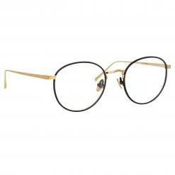 LINDA FARROW UK The Harrison | Oval Optical Frame In Black And Light Gold (C3) Women's