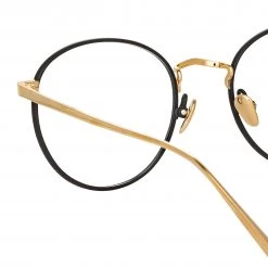 LINDA FARROW UK The Harrison | Oval Optical Frame In Black And Light Gold (C3) Women's