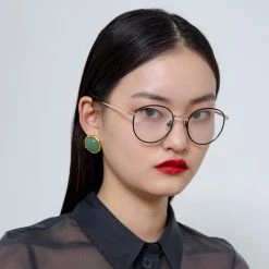 LINDA FARROW UK The Harrison | Oval Optical Frame In Black And Light Gold (C3) Women's