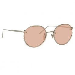Linda Farrow Nicks Oval Sunglasses In White Gold