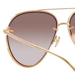 Linda Farrow Women's Russo Aviator Sunglasses In Rose Gold