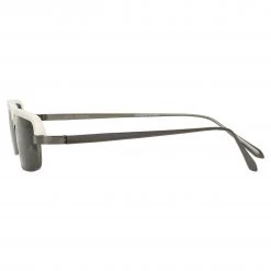 LINDA FARROW UK Women's Leona Rectangular Sunglasses In White And Nickel