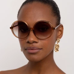 Linda Farrow Bianca Round Sunglasses In Black Women's