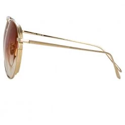 Linda Farrow Carter Aviator Sunglasses In Light Gold