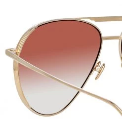 Linda Farrow Carter Aviator Sunglasses In Light Gold