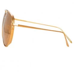 Linda Farrow Women's Carter Aviator Sunglasses In Rose Gold