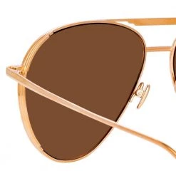 Linda Farrow Women's Carter Aviator Sunglasses In Rose Gold