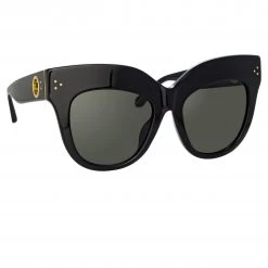 Linda Farrow Women's The Dunaway | Oversized Sunglasses In Black Frame (C1) 8 Linda Farrow Women's The Dunaway | Oversized Sunglasses In Black Frame (C1)