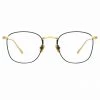 LINDA FARROW (U.K.) The Simon | Square Optical Frame In Yellow Gold And Black (C18) The CORE Optical Collection