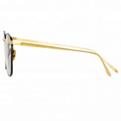 LINDA FARROW (U.K.) The Simon | Square Optical Frame In Yellow Gold And Black (C18) The CORE Optical Collection