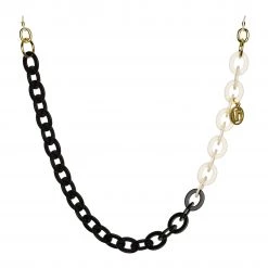 LINDA FARROW (U.K.) Accessories Black And Cream Oval Link Acetate Chain