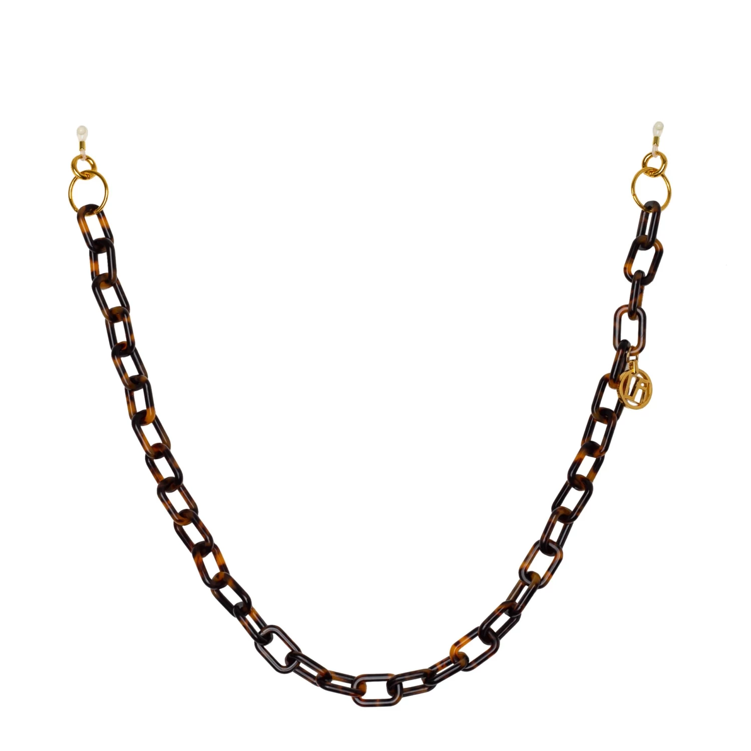 LINDA FARROW (U.K.) Accessories Tortoiseshell Square Link Acetate Chain 1 LINDA FARROW (U.K.) Accessories Tortoiseshell Square Link Acetate Chain