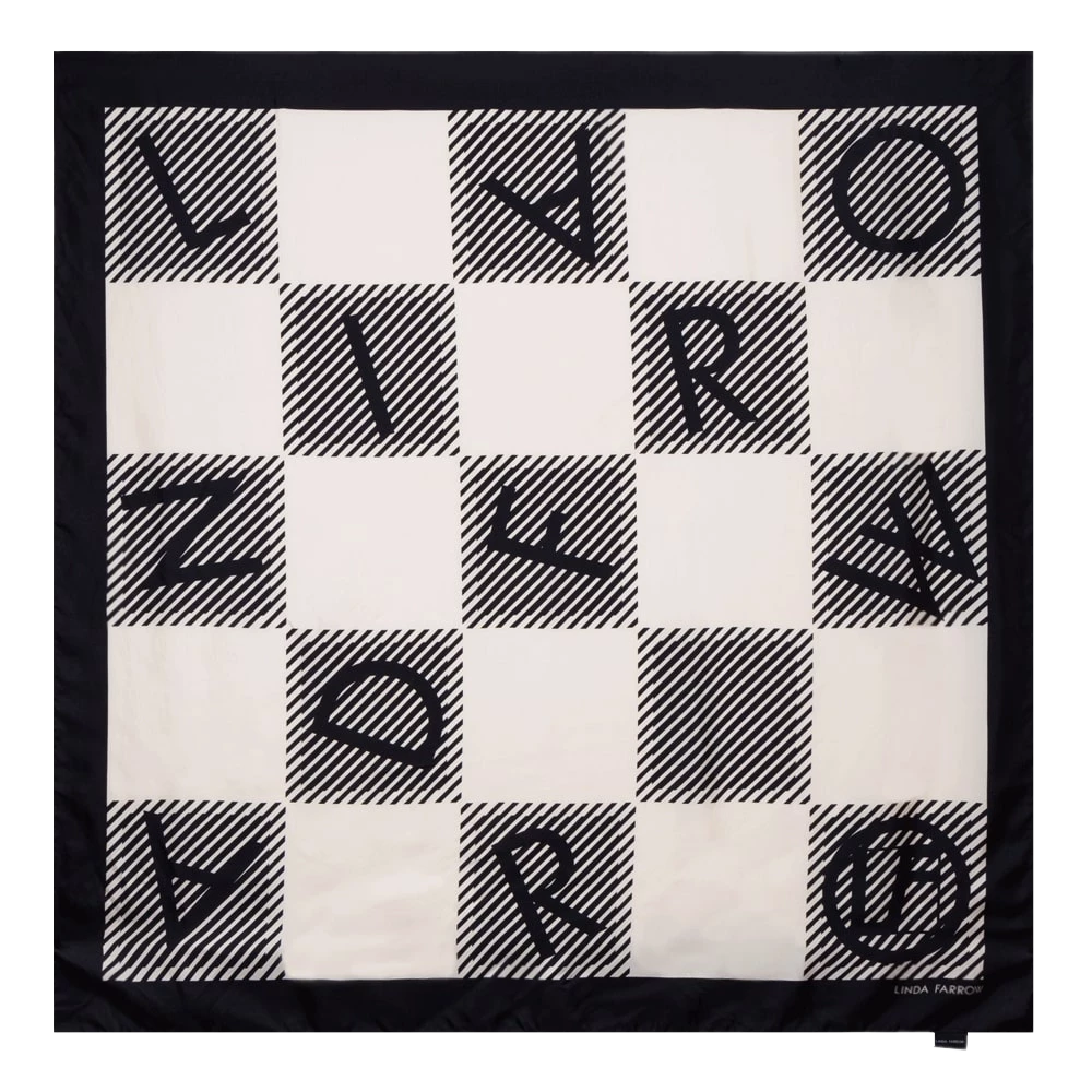 Linda Farrow Black And White Logo Check Scarf 135cm Accessories 1 Linda Farrow Black And White Logo Check Scarf 135cm Accessories