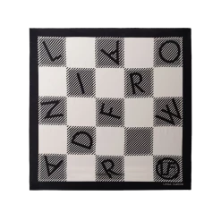 Linda Farrow Black And White Logo Check Scarf 90cm Accessories