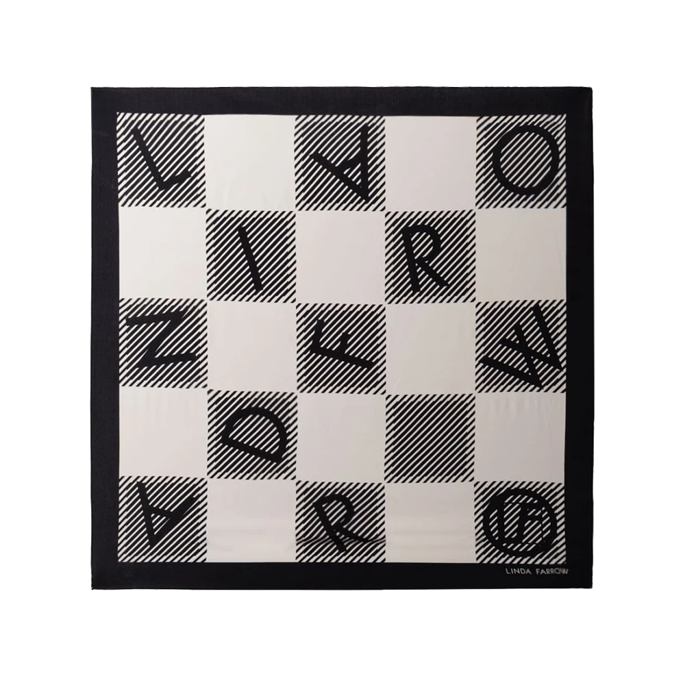 Linda Farrow Black And White Logo Check Scarf 90cm Accessories 1 Linda Farrow Black And White Logo Check Scarf 90cm Accessories