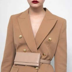 LINDA FARROW UK Taupe Leather Sunglasses Case