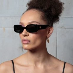 LINDA FARROW UK Women's Lola Rectangular Sunglasses In Black