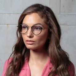 LINDA FARROW (U.K.) Luis Oval Optical Frame In Yellow Gold And Black Women's