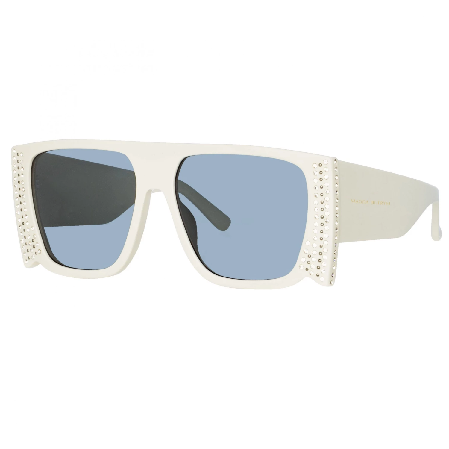 LINDA FARROW UK Magda Butrym Flat Top Sunglasses In Ivory And Grey 3 LINDA FARROW UK Magda Butrym Flat Top Sunglasses In Ivory And Grey