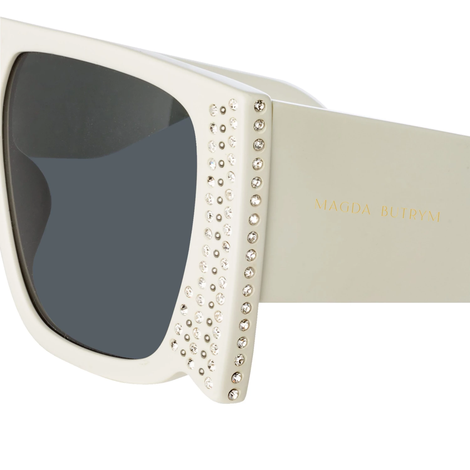 LINDA FARROW UK Magda Butrym Flat Top Sunglasses In Ivory And Grey 5 LINDA FARROW UK Magda Butrym Flat Top Sunglasses In Ivory And Grey