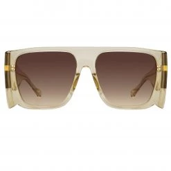 LINDA FARROW (U.K.) Women's Magda Butrym Flat Top Sunglasses In Yellow