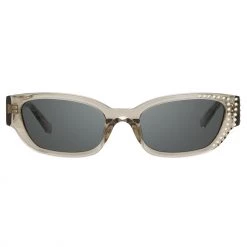 LINDA FARROW UK Magda Butrym Cat Eye Sunglasses In Grey And Silver Lenses