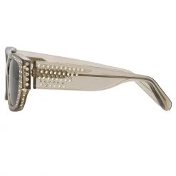 LINDA FARROW UK Magda Butrym Cat Eye Sunglasses In Grey And Silver Lenses