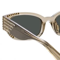 LINDA FARROW UK Magda Butrym Cat Eye Sunglasses In Grey And Silver Lenses