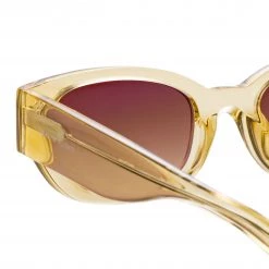 LINDA FARROW (U.K.) Magda Butrym Cat Eye Sunglasses In Yellow 8 LINDA FARROW (U.K.) Magda Butrym Cat Eye Sunglasses In Yellow