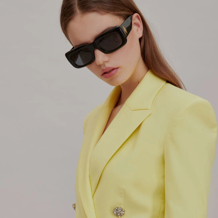 Women's The Attico Marfa Rectangular Sunglasses In Black 2 Women's The Attico Marfa Rectangular Sunglasses In Black