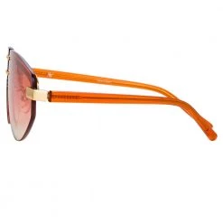 Matthew Williamson Hyacinth Aviator Sunglasses In Light Gold Tone