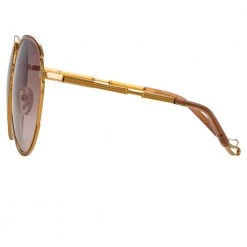 Women's Matthew Williamson Holly Aviator Sunglasses In Rose Gold Tone