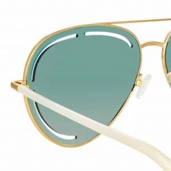 Matthew Williamson Foxglove Sunglasses In Light Gold And Green Women's 7 Matthew Williamson Foxglove Sunglasses In Light Gold And Green Women's