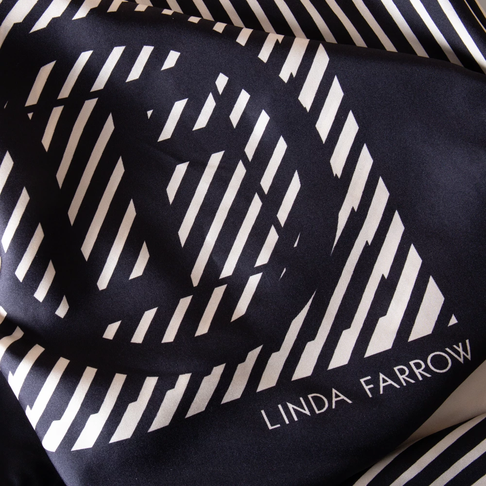 Linda Farrow Black And White Logo Check Scarf 90cm Accessories 2 Linda Farrow Black And White Logo Check Scarf 90cm Accessories