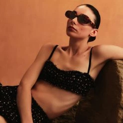 LINDA FARROW (U.K.) Cara Oval Sunglasses In Tortoiseshell