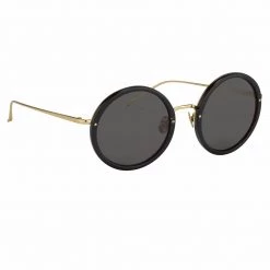 Linda Farrow The Tracy | Round Sunglasses In Black Frame (C11)