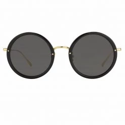 Linda Farrow The Tracy | Round Sunglasses In Black Frame (C11)