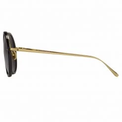 Linda Farrow The Tracy | Round Sunglasses In Black Frame (C11) 8 Linda Farrow The Tracy | Round Sunglasses In Black Frame (C11)